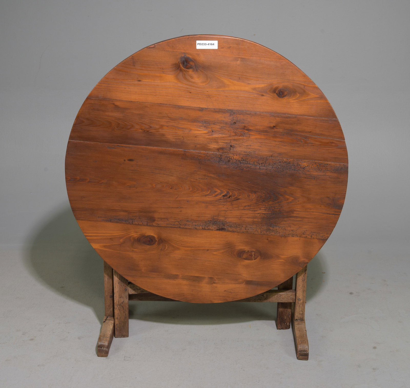 French Vendange / Tilt Top Wine Table: French Vendange / Tilt Top Wine Table c.1920's-30's - 43.5 in tall x 37.5 x 15 when tilted, When used as a table this is 27 in tall x 37.5 inch diameter