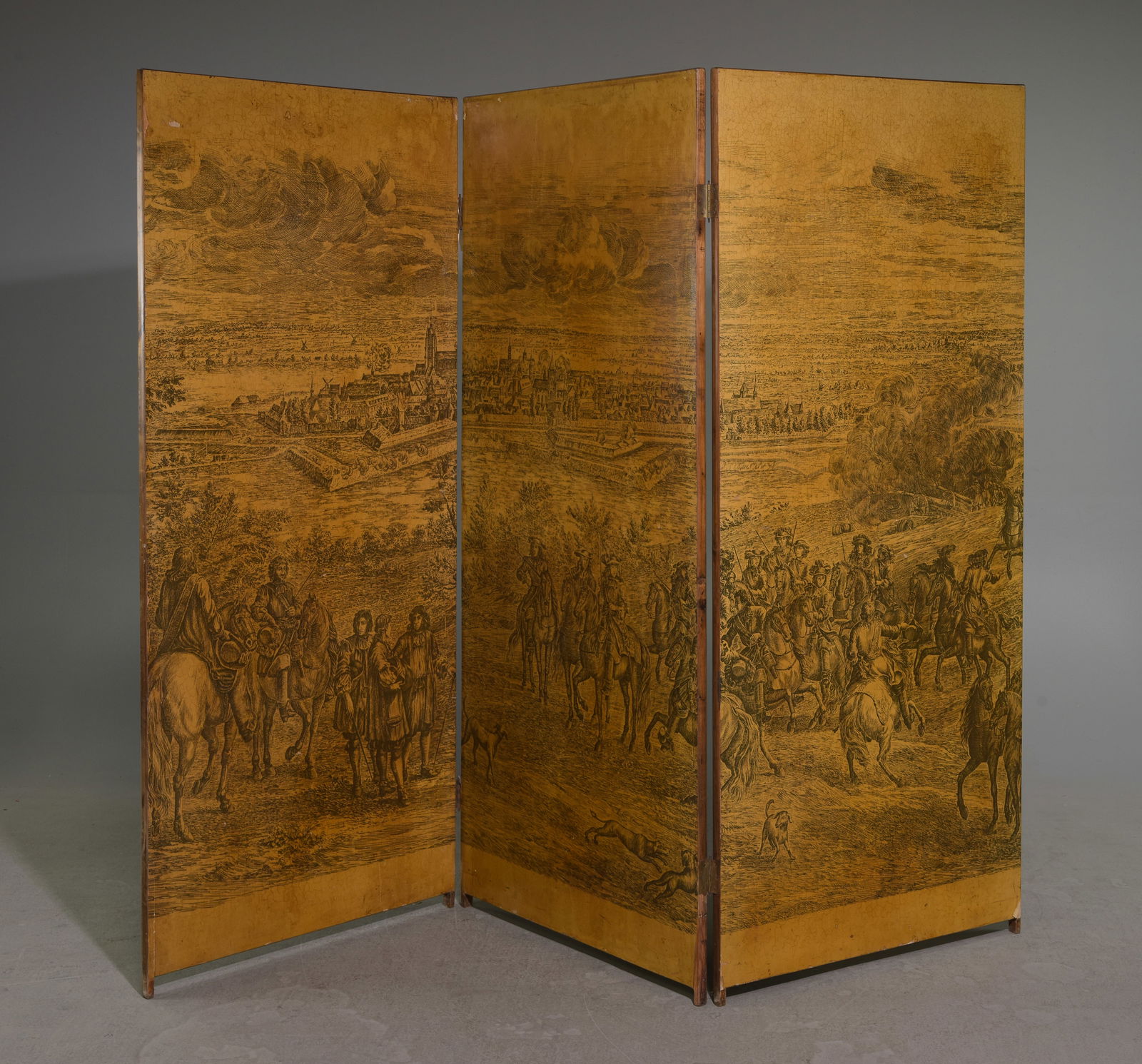 French Three Panel Screen Depicting Historical Battle (1 of 7)