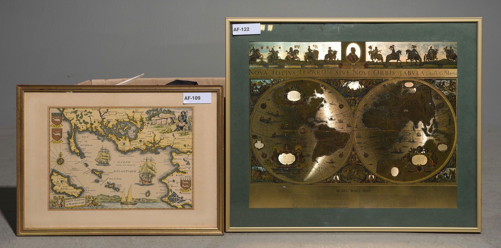 2pc - Framed Nautical Art & Blaeu Wall Map (1 of 4)