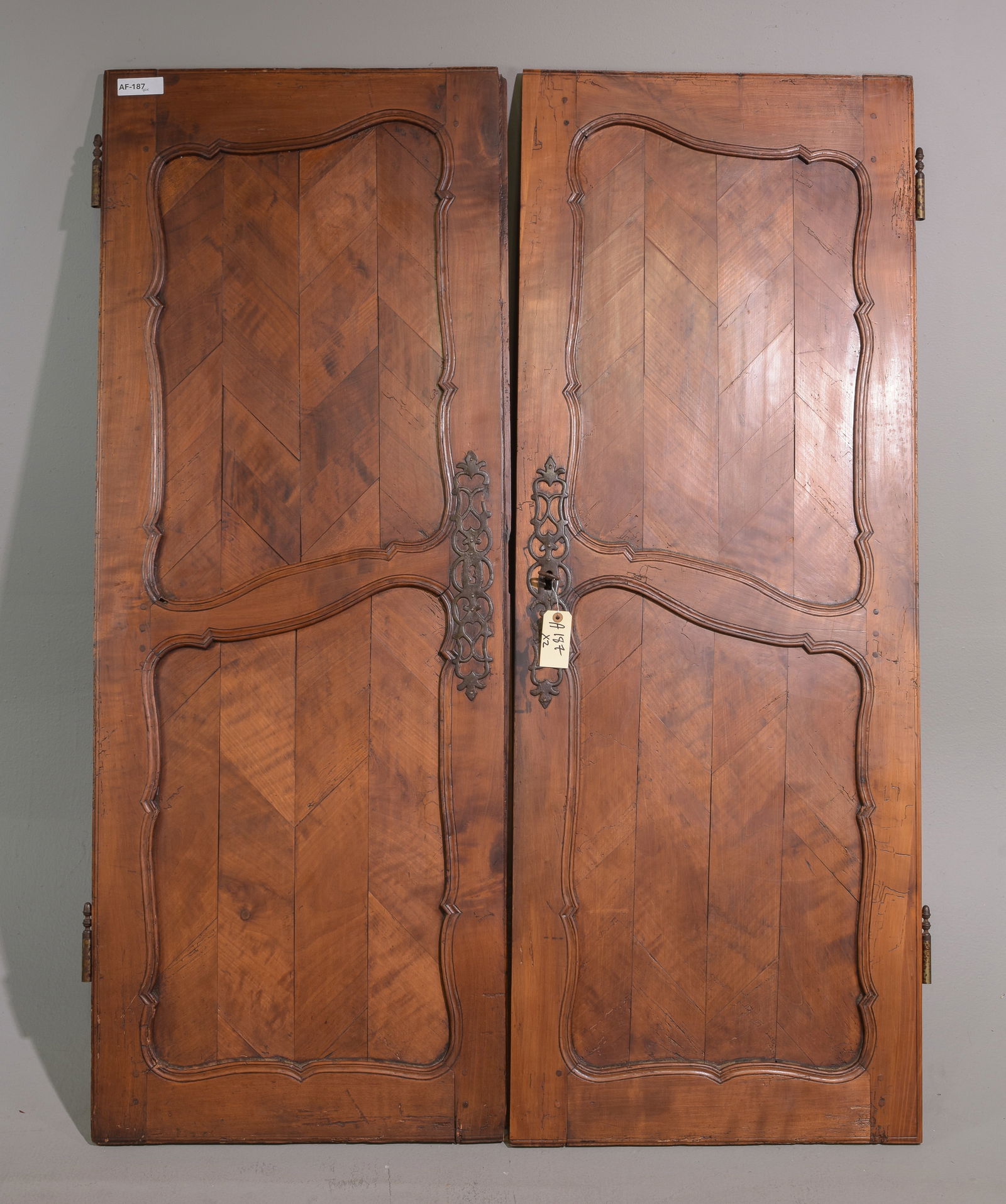 French Pair of Walnut Cupboard Doors with Key #1 (1 of 4)