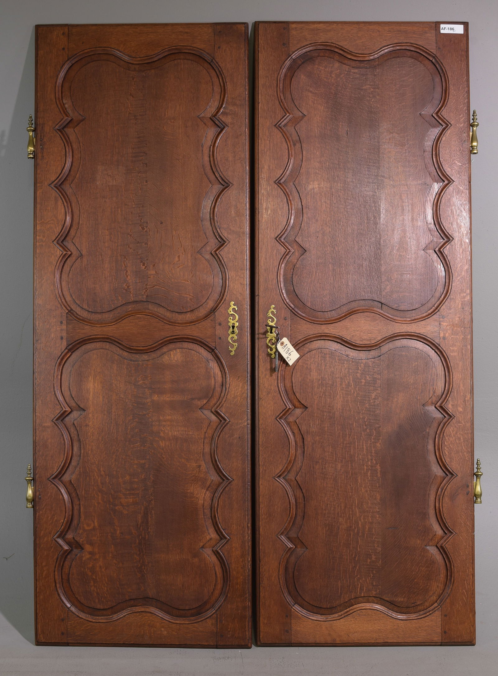 French Pair of Walnut Cupboard Doors with Key #2 (1 of 4)