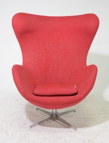 Arne Jacobsen Style Red Swivel Egg Chair