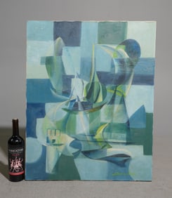 Abstract Unframed Cubist & Futurist Art on Canvas