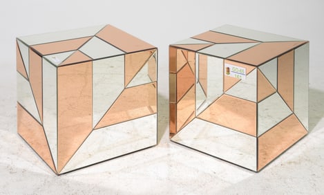 Julien Macdonald Pair of Mirrored End Tables