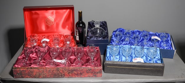 21pcs Cut Crystal Boxed Stems & Decanter