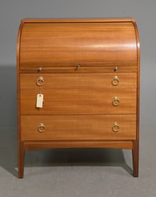 Mid Century Modern Cylinder Roll Top Desk