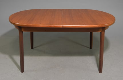 Mid Century Modern Oval Table with Pop Up Leaf