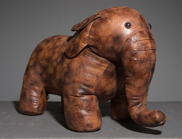 Leather Elephant Stool In The Manner Of Omersa