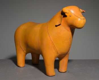 Leather Bull Stool In The Manner Of Omersa