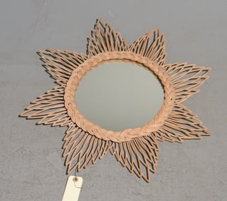 Mid Century Modern Style Astra Rattan Wall Mirror