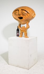 HY Farber Contemporary Wood "Face" Sculpture