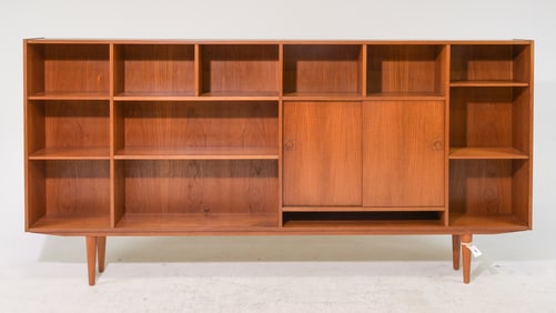 Danish Mid Century Modern Large Long Bookshelf