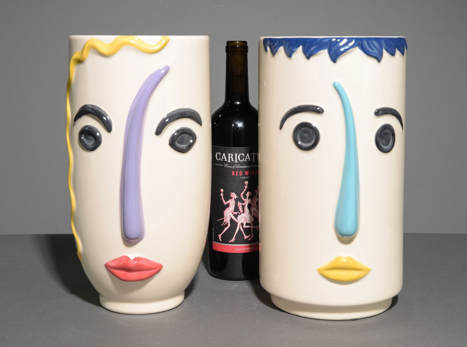 2 Italian Hand Painted Face Vases by Ennio Simone (1 of 7)
