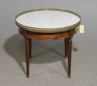 Louis XVI Style White Marble Top Boulette Table #1