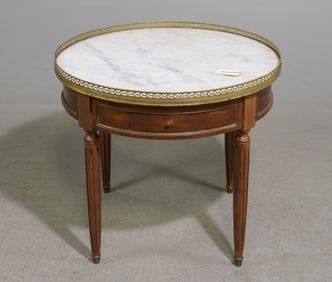 Louis XVI Style White Marble Top Boulette Table #2