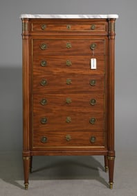 Louis XVI Style White Marble Top Semainier