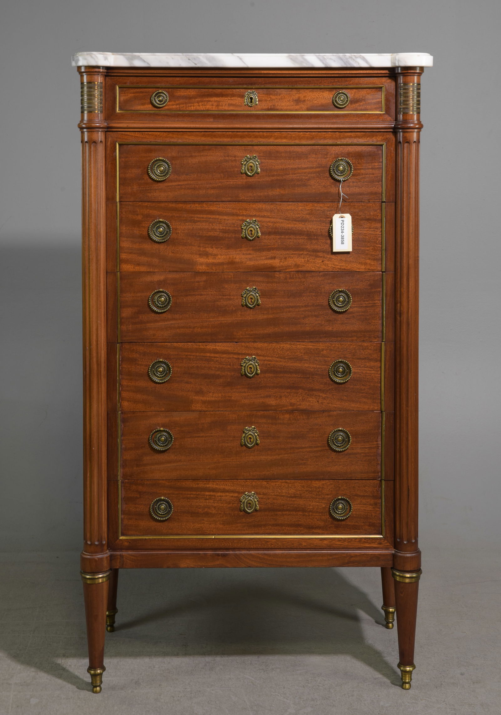 Louis XVI Style White Marble Top Semainier (1 of 5)