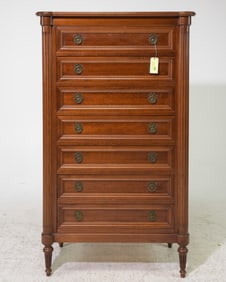 Louis XVI Style Cherry Semainier / 7 Drawer Chest