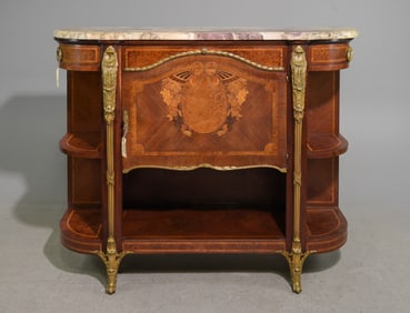 Louis XVI Style Marble Top Ormolu Adorned Server