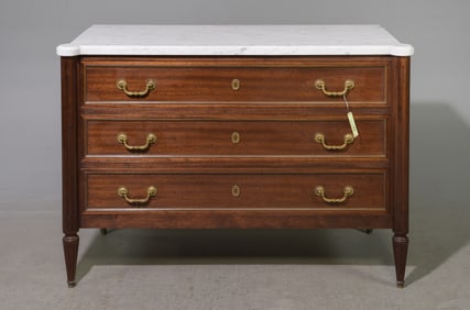 Louis XVI Style White Marble Top Chest #2