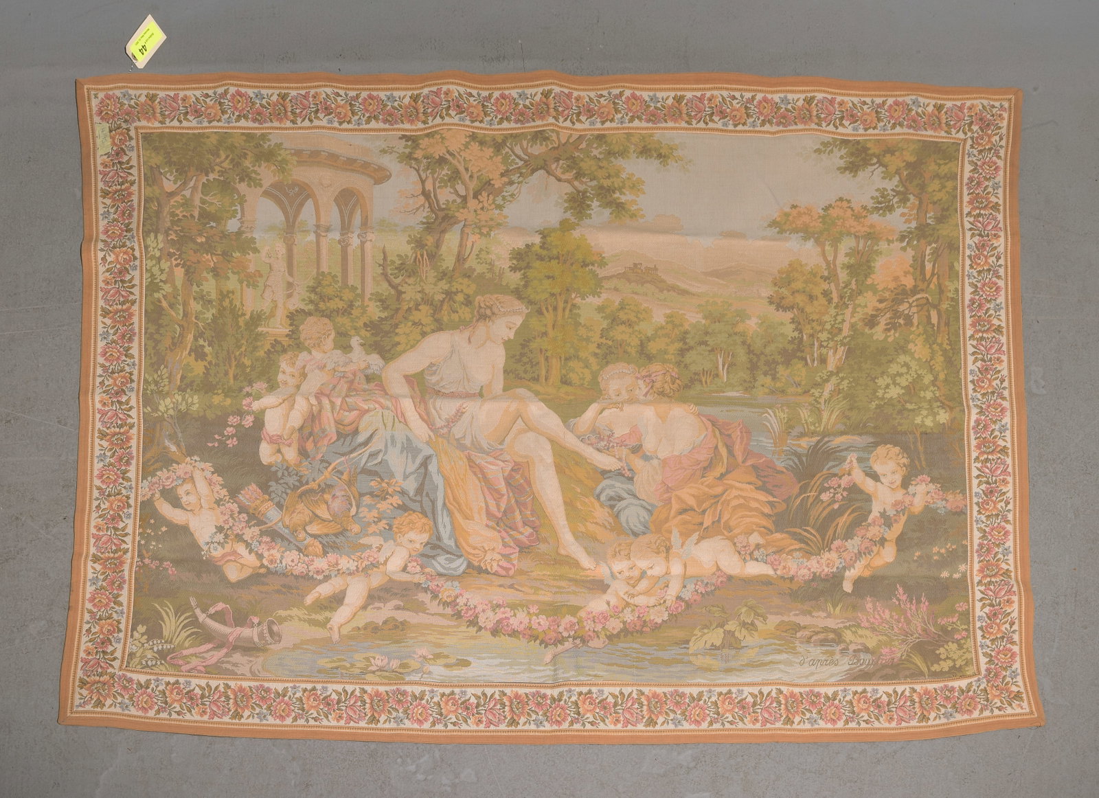 French Aubusson Style Jaquar Tapestry: French Aubusson Style Jaquar Tapestry - This is signed - 4'6 x 6'