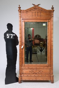 French Faux Bamboo Beveled / Etched Mirror Door Robe