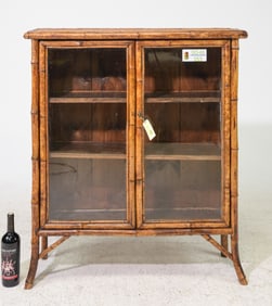 Bamboo & Rattan Double Door Bookcase