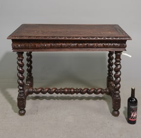 Louis XIII Style French Twist Oak Writing Table
