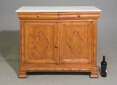 Louis Philippe Style Faux Bamboo Marble Top Buffet