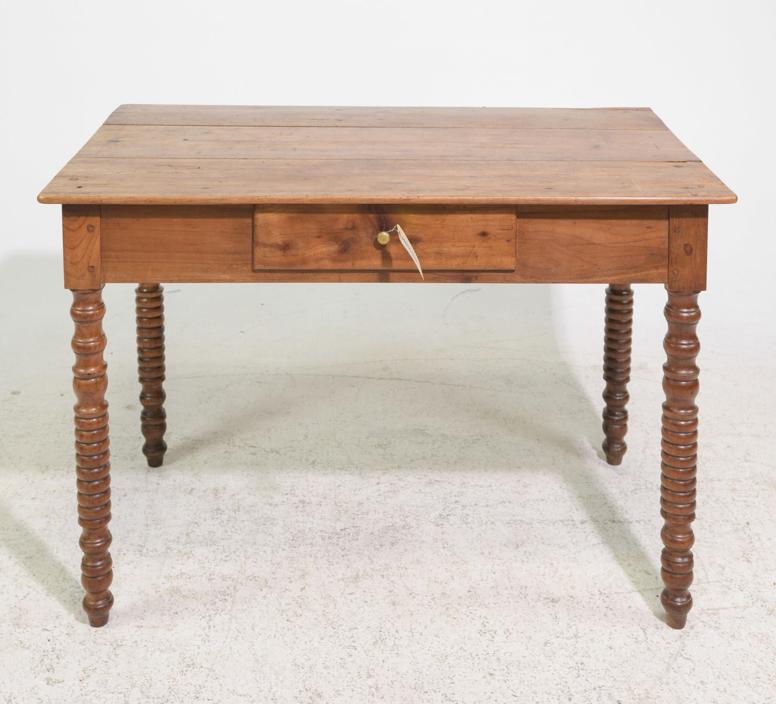French Rustic Turned Leg Single Drawer Table #2 (1 of 6)