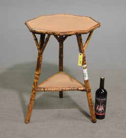 Bamboo & Rattan Two Tier Octagonal Occasional Table