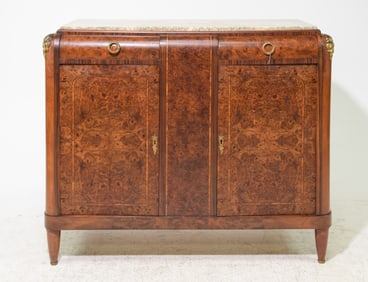 Louis XVI Style Marble Top Burled Buffet