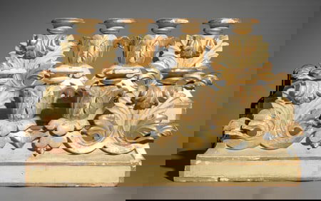 Antique Italian Pair of Gilded & Painted Candlestands