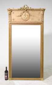 French Gold Painted Trumeau Mirror