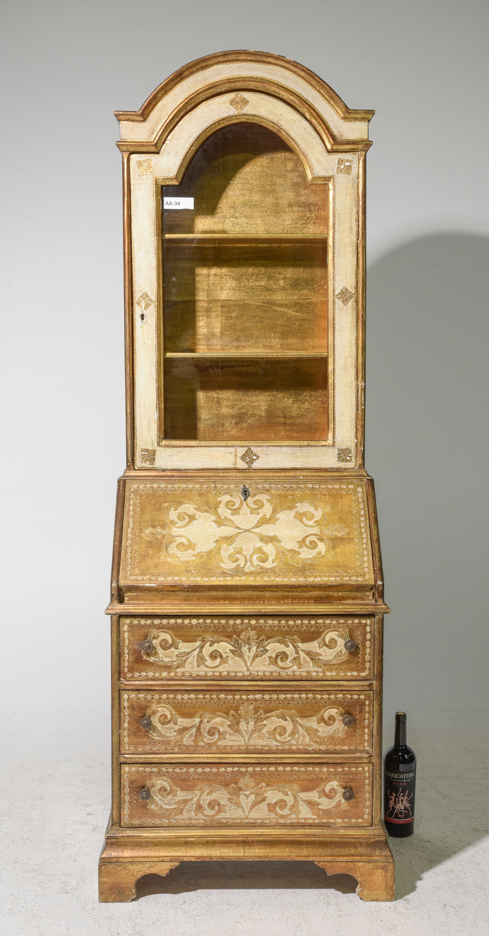 Florentine Gold & White Secretary Bookcase (1 of 10)