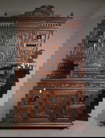 French Breton Style Carved Chestnut Cupboard c.1900