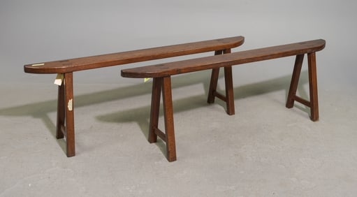 French Pair of Rustic Farmhouse Benches