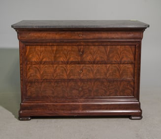 Louis Philippe Style Marble Top Mahogany Chest