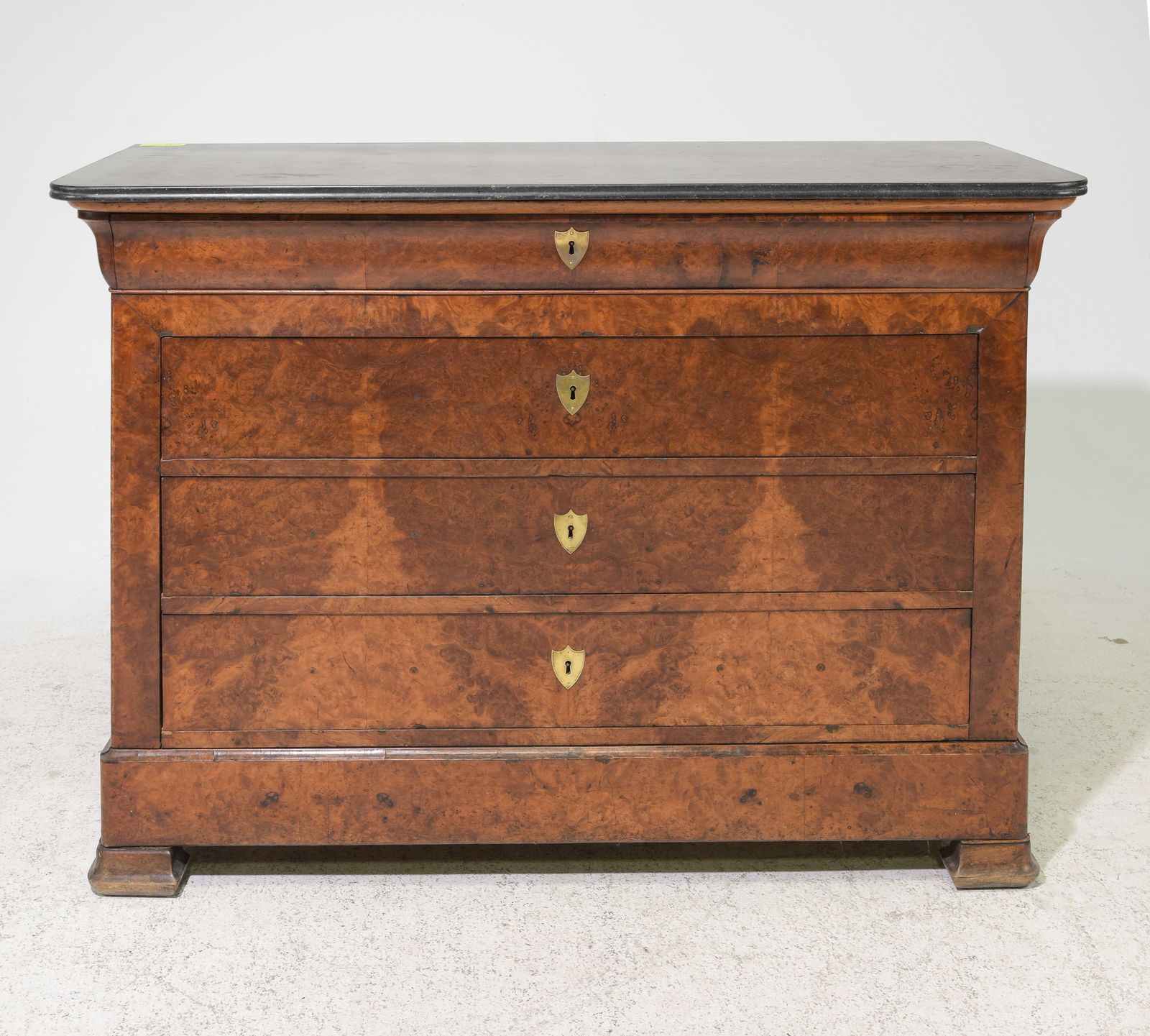 Louis Philippe Style Burled Walnut Marble Top Chest (1 of 7)