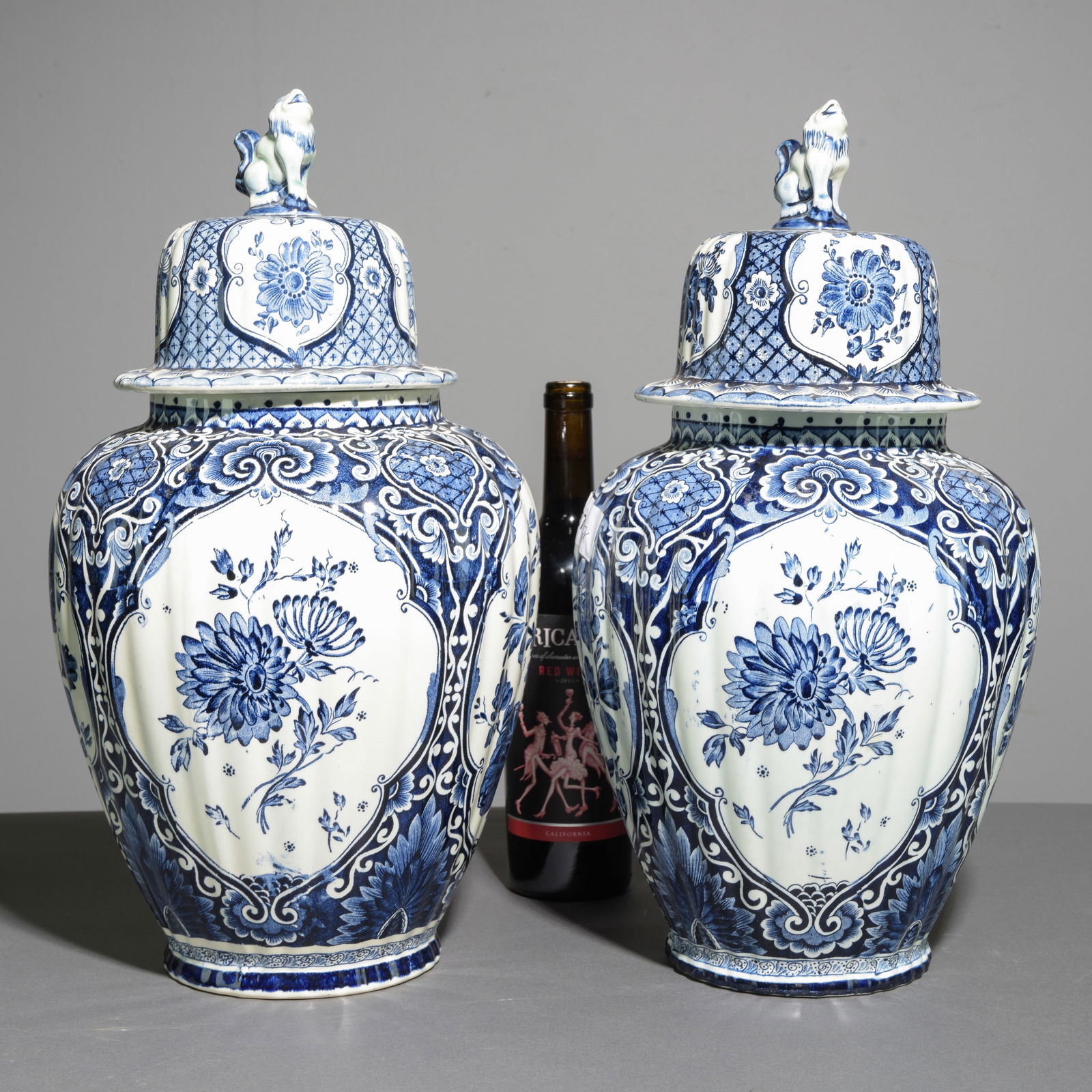 Two Delft Blue & White Lidded Urns #1 (1 of 6)