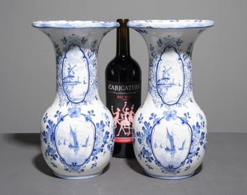 Two Delft Blue & White Lidded Urns #2