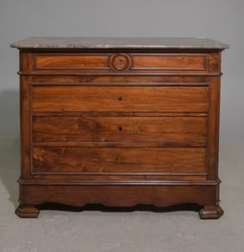 Louis Philippe Style Marble Top Four Drawer Chest