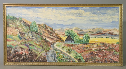 Danish Acrylic on Canvas Landscape c.1971