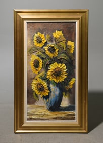 Gold Framed Floral Still Life - Sunflowers