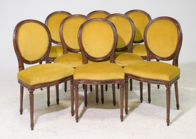 Louis XVI Style Set of 8 Balloon Back Dining Chairs