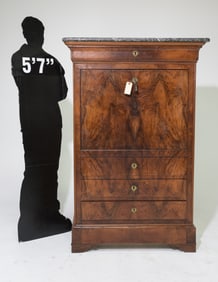 Louis Philippe Style Marble Top Secretary Abattant