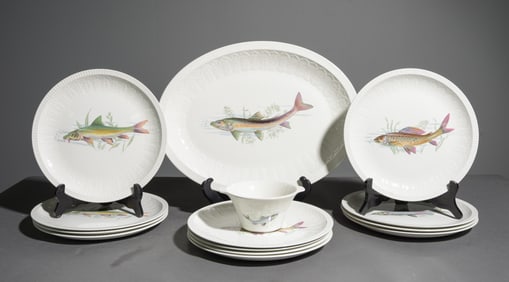 Spanish Ironstone 14pc Fish Plate Set - Pontesa
