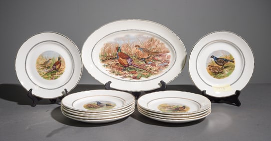 13pc French Hunt / Pheasant Plate Set