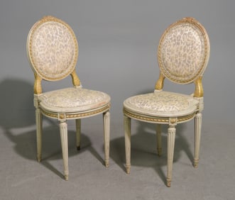 Louis XVI Style Pair of Painted Occasional Chairs