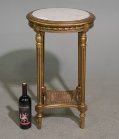 Louis XVI Style Gilded Marble Top Occasional Table